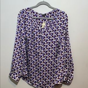 NWT Talbots Slit Neck Buttoned Blouse